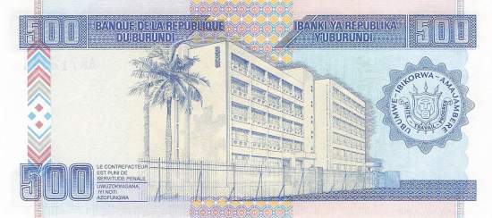 Burundi p38b 500 Francs 1999
